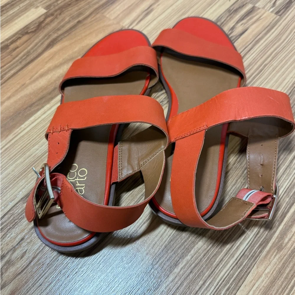 Franco Sarto Women’s Orange Strappy Leather Sandals, Sz 8 1/2